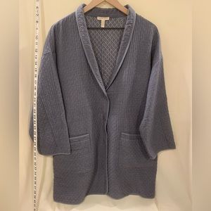 Eileen Fisher organic cotton quilted jacket, gray, size XL.